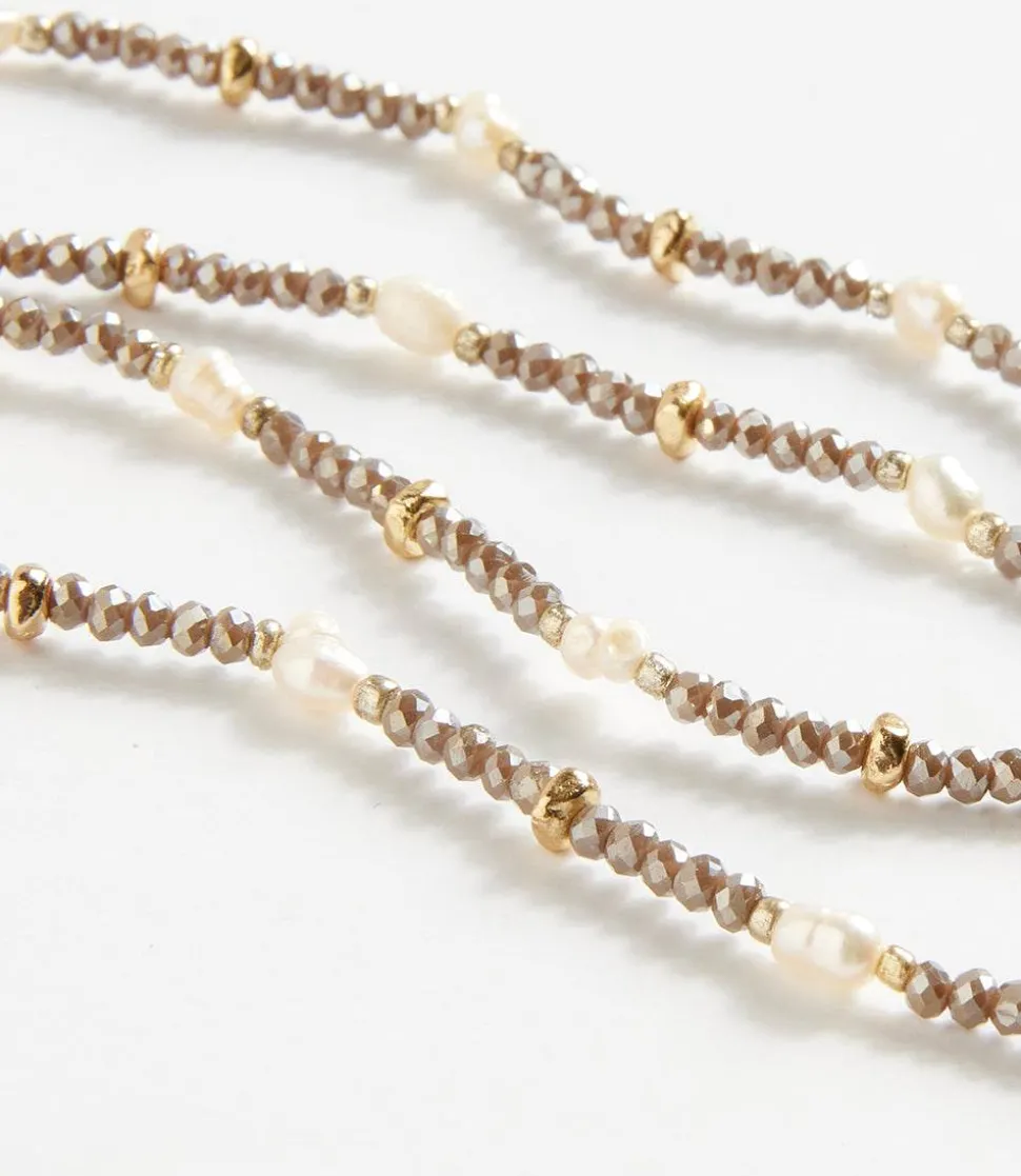 Beaded Gemstone And Pearl Stretch Bracelet