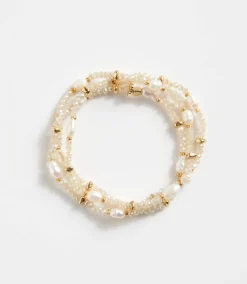 Beaded Gemstone And Pearl Stretch Bracelet
