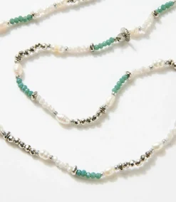 Beaded Gemstone And Pearl Stretch Bracelet