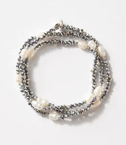 Beaded Gemstone And Pearl Stretch Bracelet