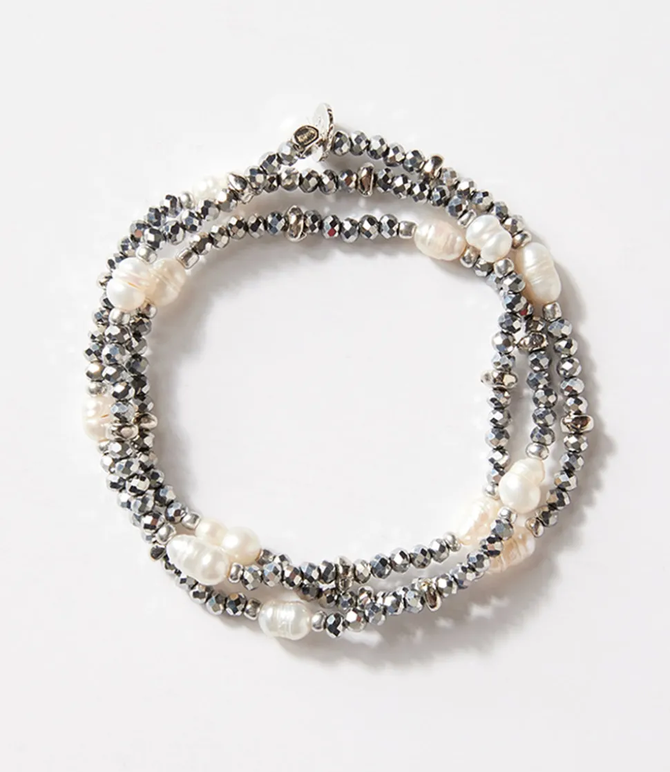 Beaded Gemstone And Pearl Stretch Bracelet