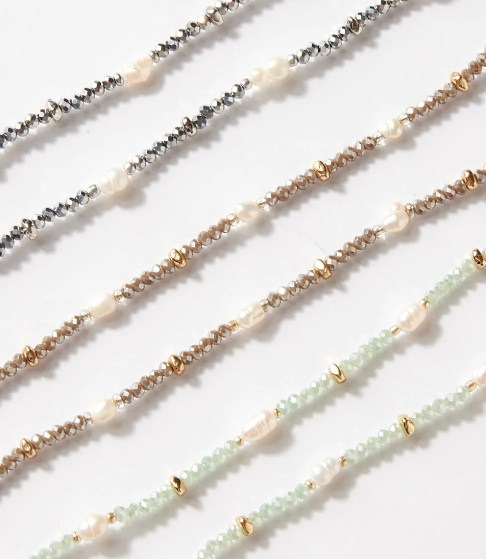 Beaded Gemstone And Pearl Stretch Bracelet