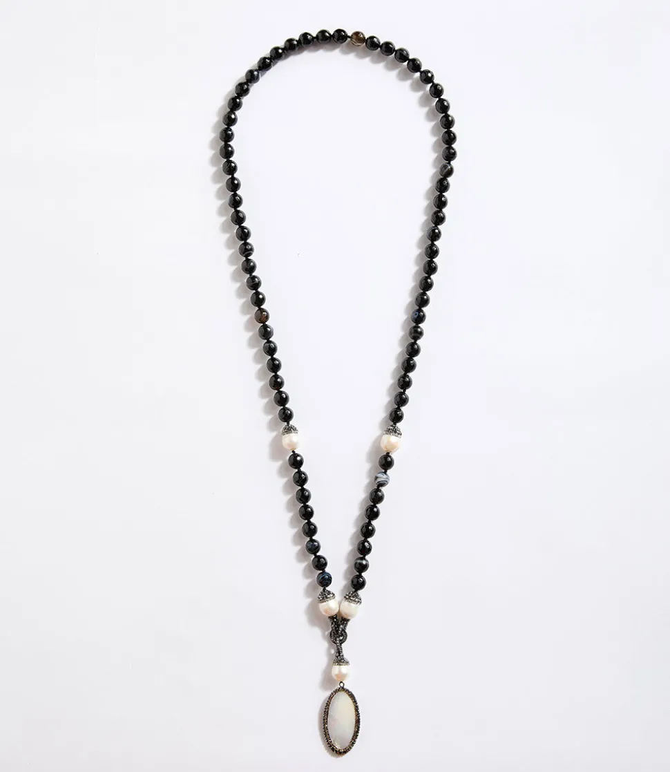 Beaded Long Mother of Pearl Necklace