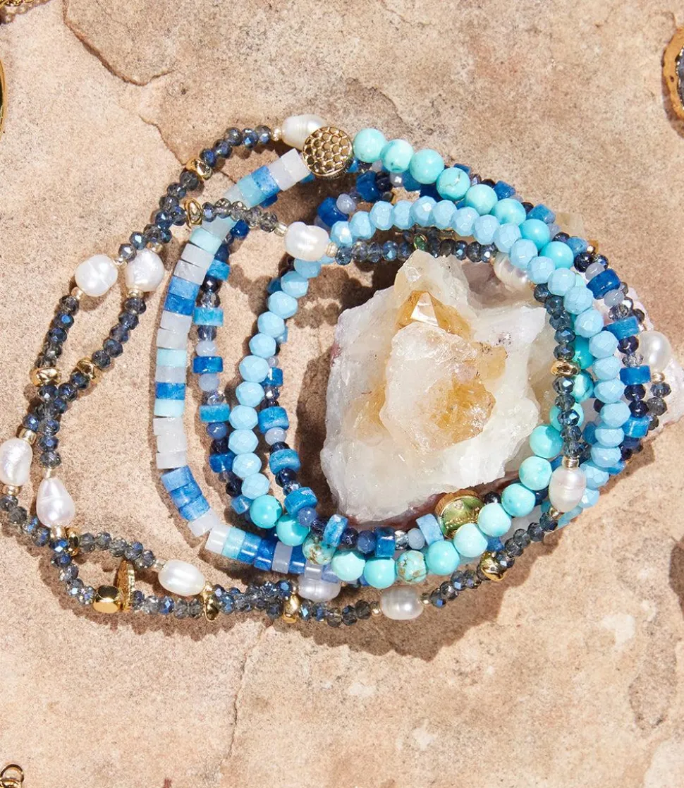 Beaded Turquoise and Gemstone Stretch Bracelet