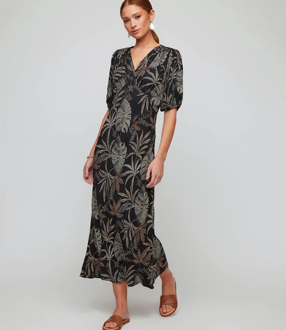 Bias Puff Sleeve Dress