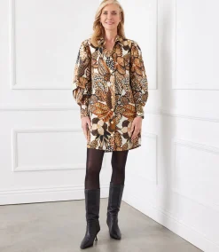 Blouson Sleeve Shirtdress