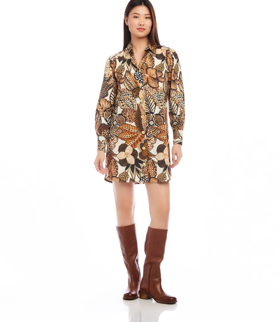 Blouson Sleeve Shirtdress