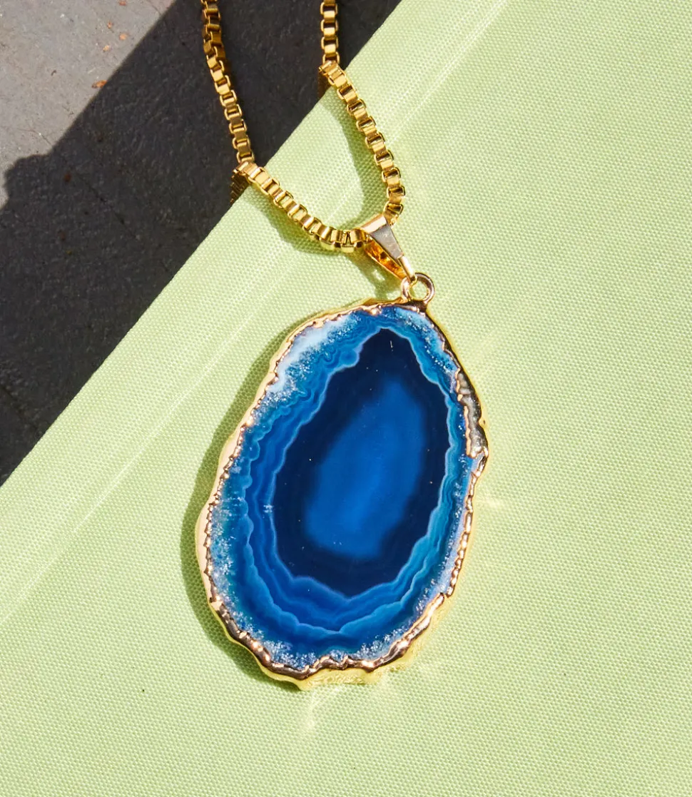 Blue Agate Pendant Necklace