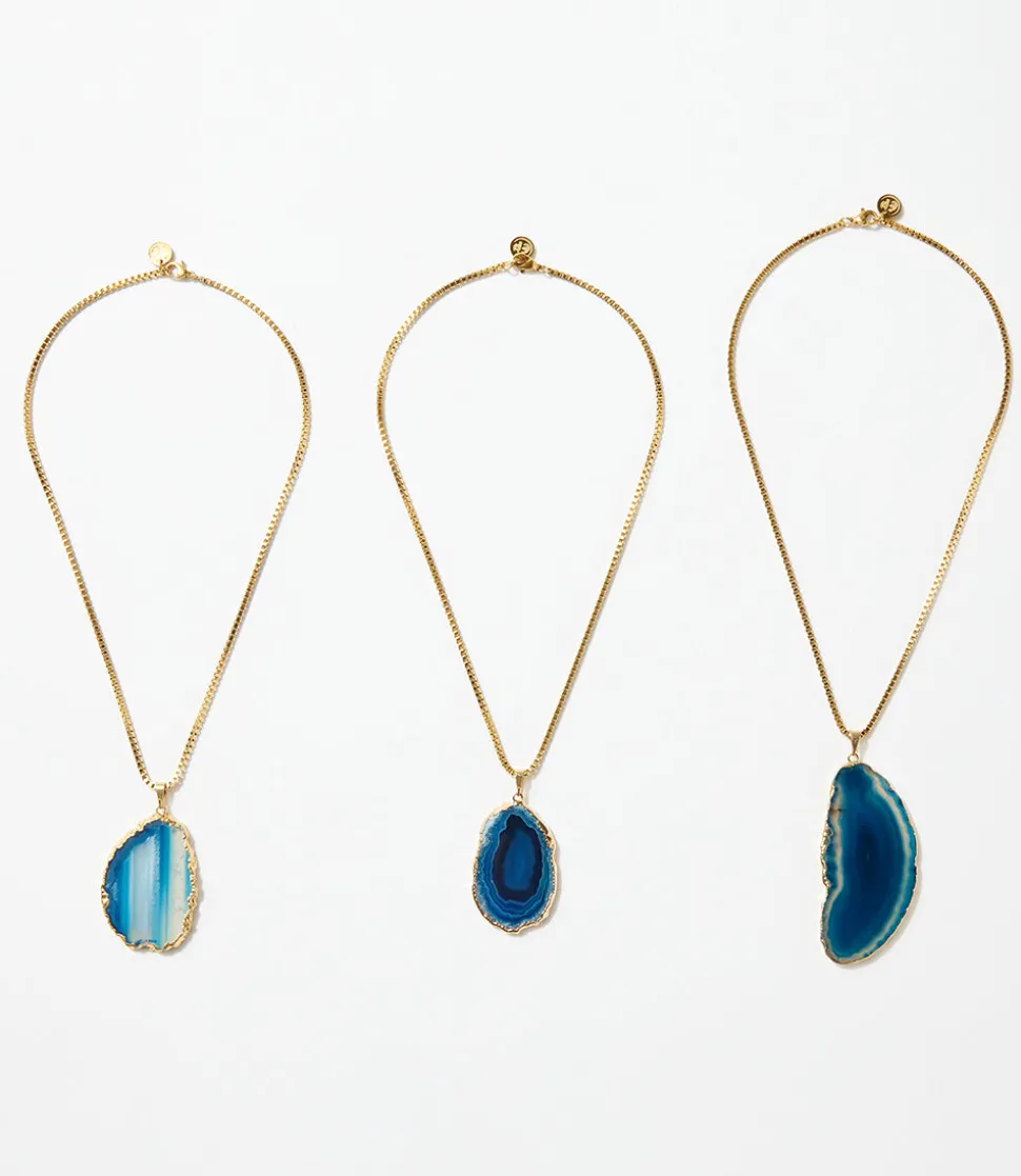 Blue Agate Pendant Necklace