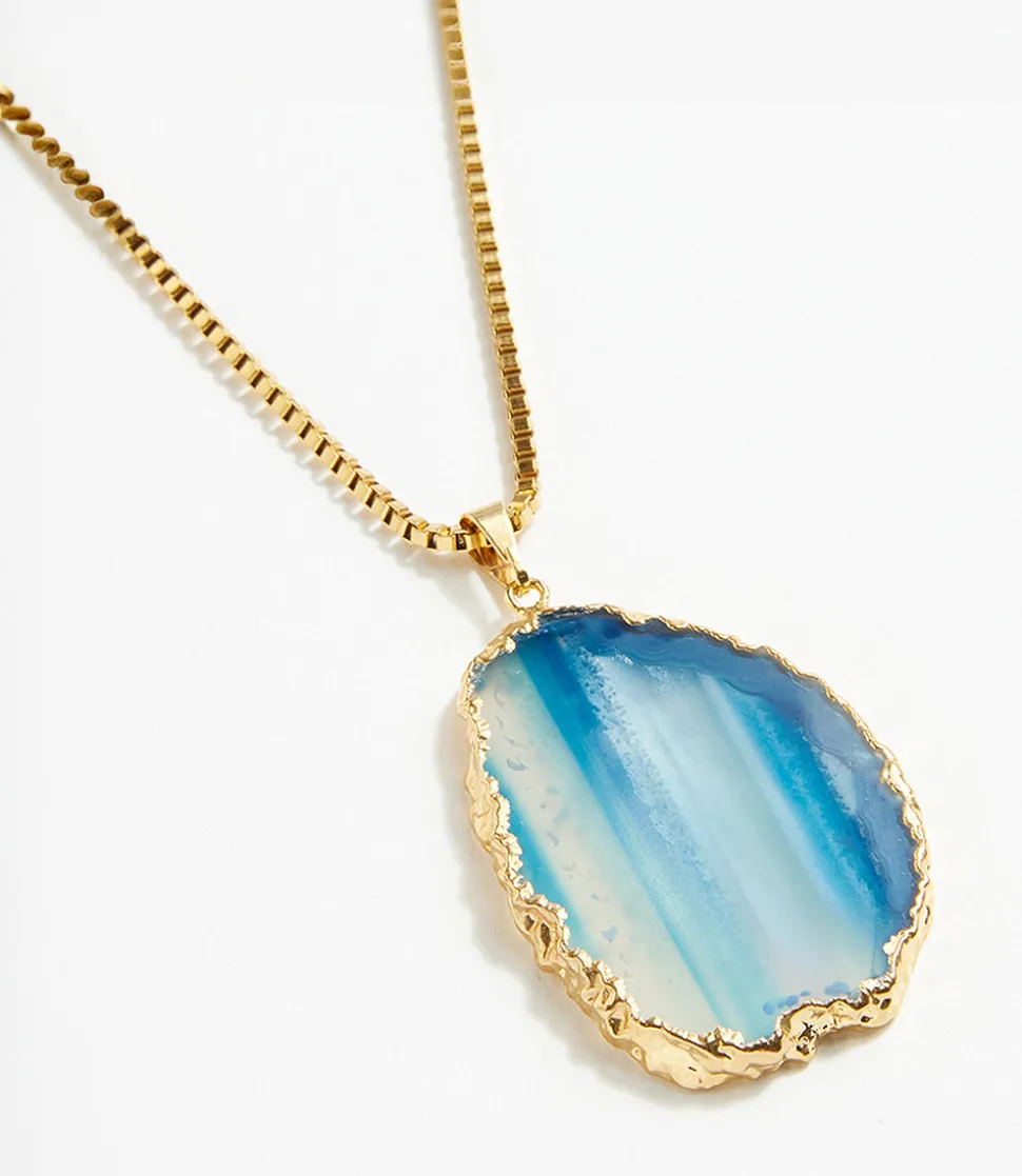 Blue Agate Pendant Necklace
