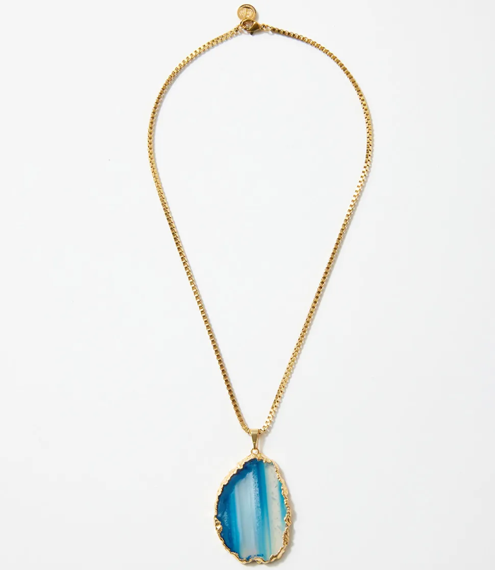 Blue Agate Pendant Necklace