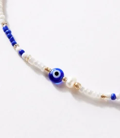 Blue and White Beaded Bracelet