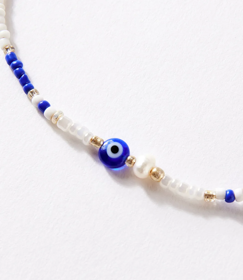 Blue and White Beaded Bracelet