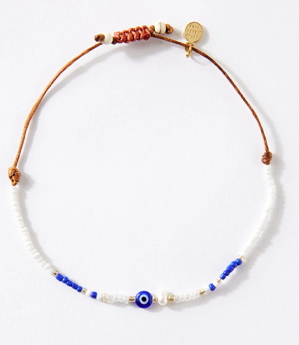 Blue and White Beaded Bracelet