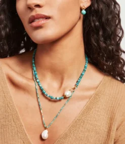 Chan Luu Pearl Pendant With Turquoise Chain