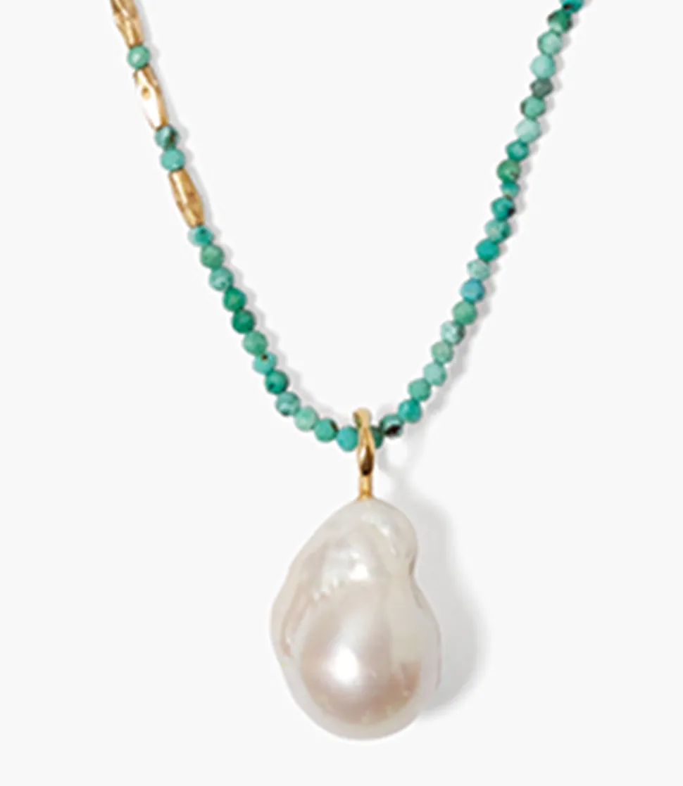 Chan Luu Pearl Pendant With Turquoise Chain