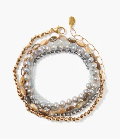 Chan Luu Stacked Pearl And Gold Bracelet
