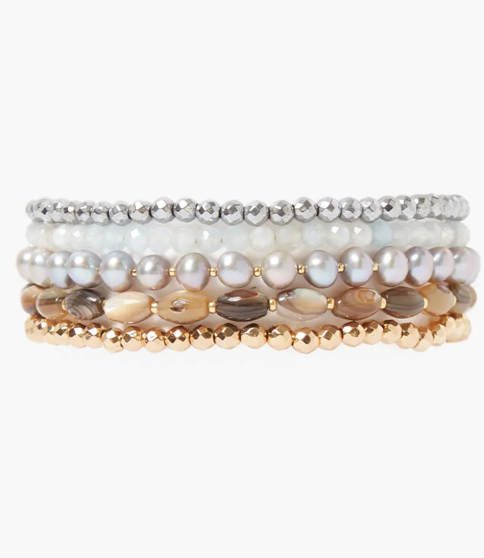 Chan Luu Stacked Pearl And Gold Bracelet