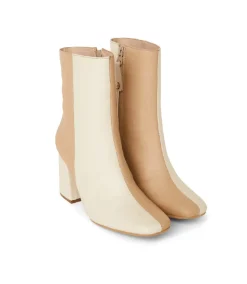 Contrast Leather Ankle Boots