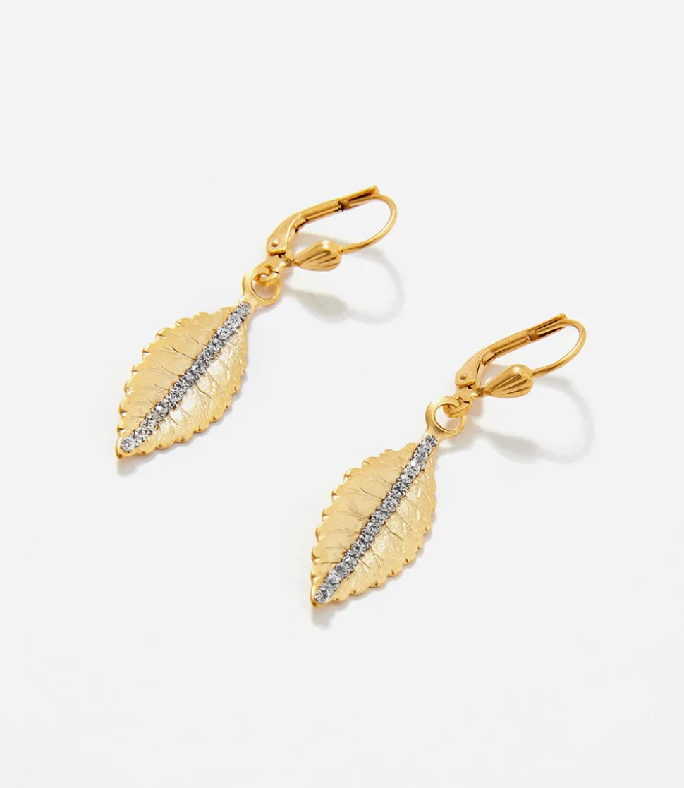 Crystal Leaf Earrings