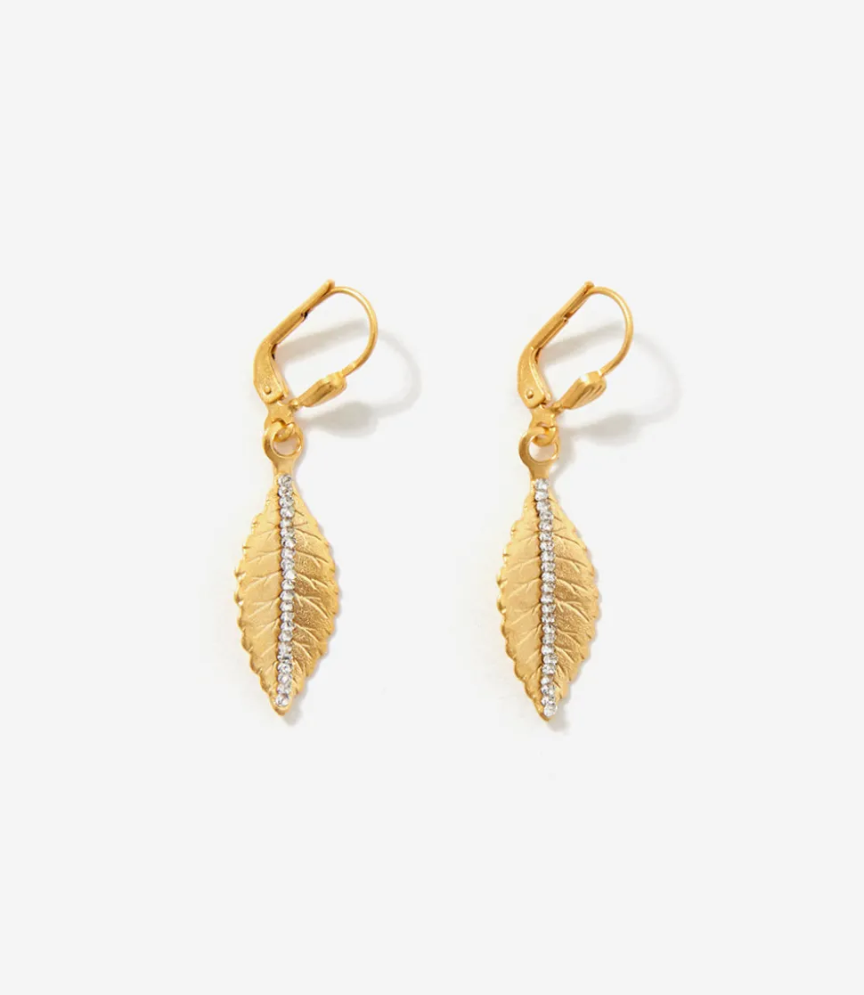 Crystal Leaf Earrings