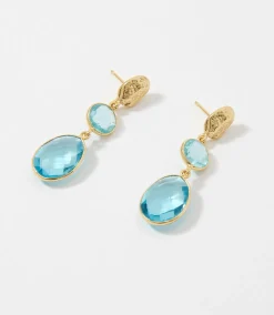 Double Drop Blue Topaz Earrings