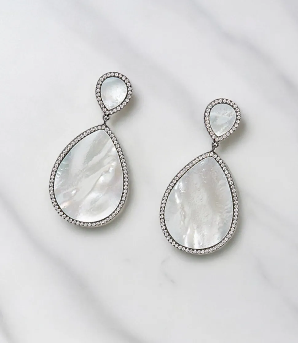 Double Teardrop Mother of Pearl Earrings