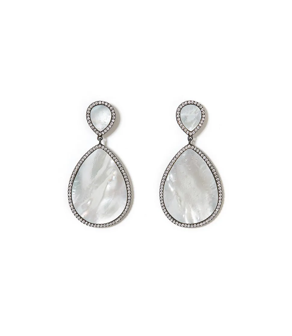 Double Teardrop Mother of Pearl Earrings