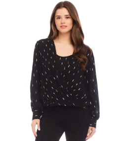 Drape Front Metallic Top