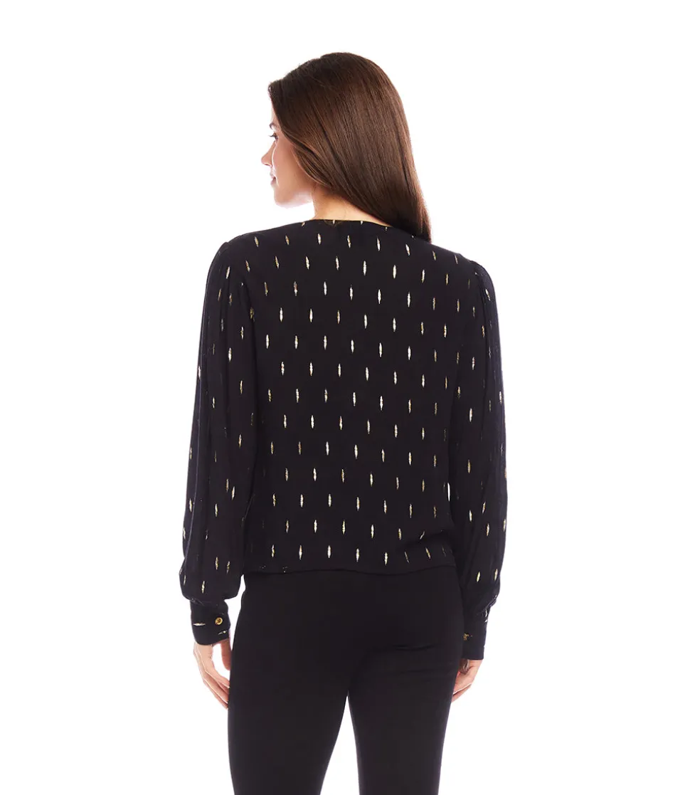 Drape Front Metallic Top