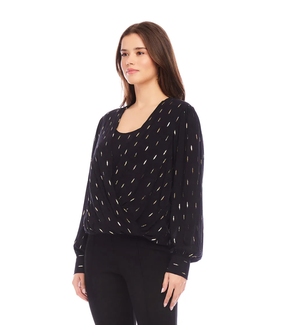 Drape Front Metallic Top