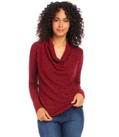 Drape Neck Metallic Top
