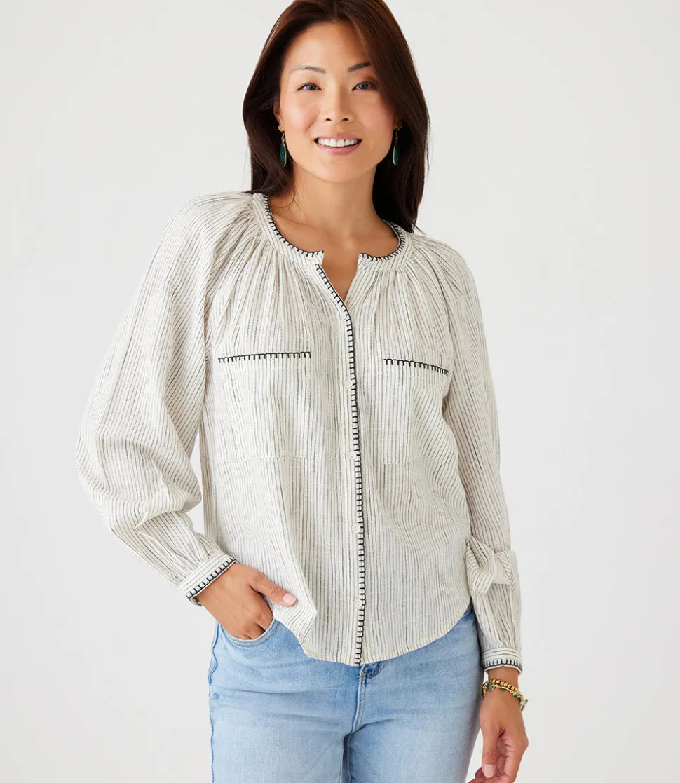 Edge Stitch Peasant Top