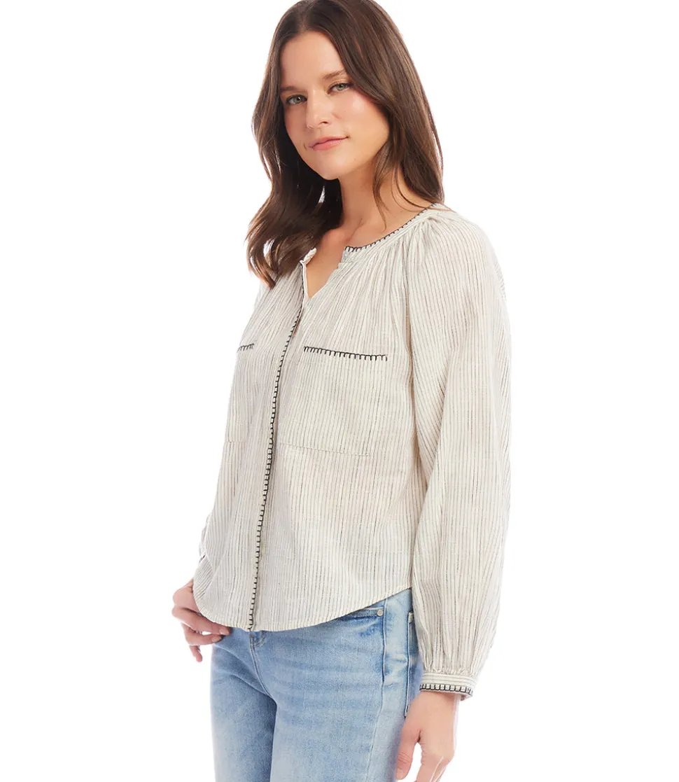 Edge Stitch Peasant Top