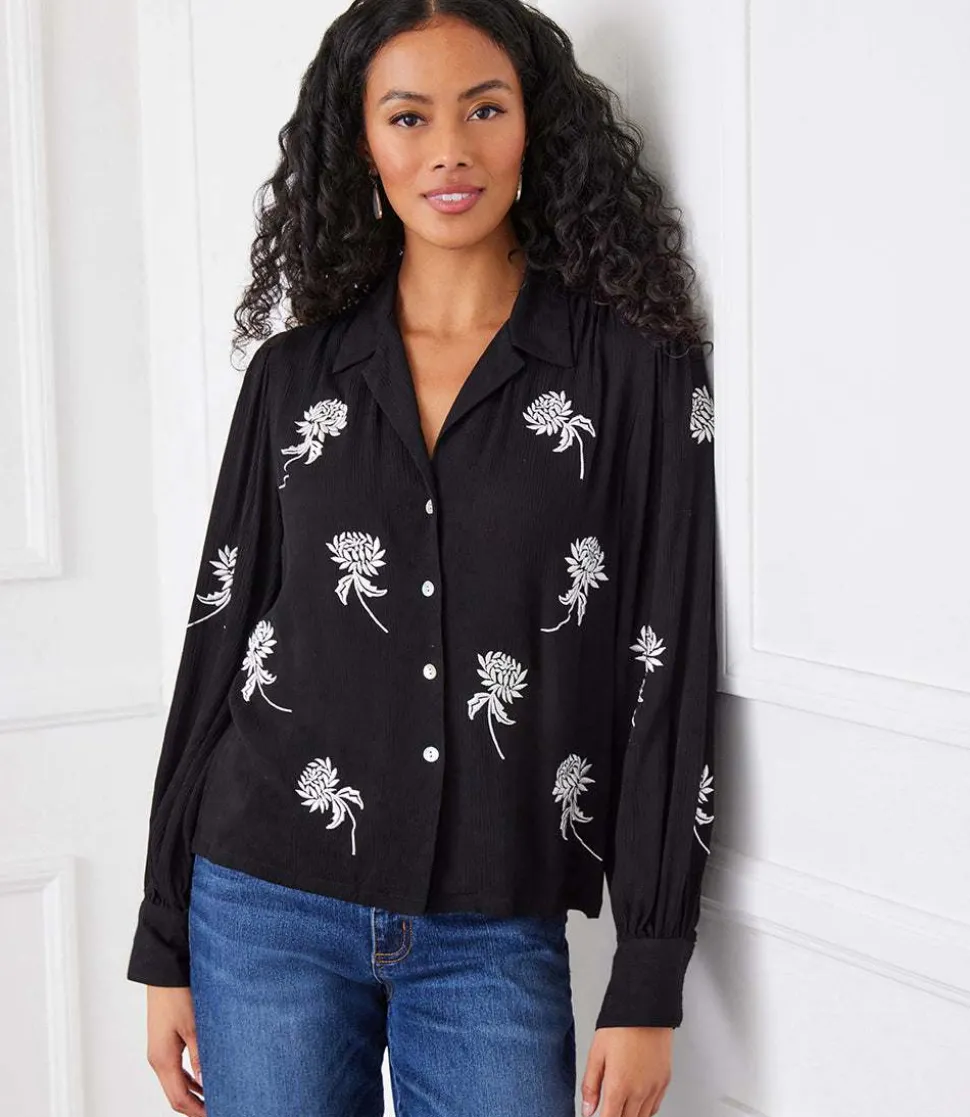 Embroidered Blouson Sleeve Top
