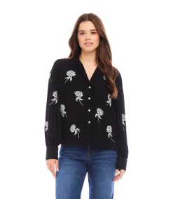 Embroidered Blouson Sleeve Top