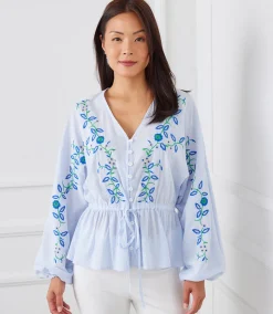 Embroidered Drawstring Top