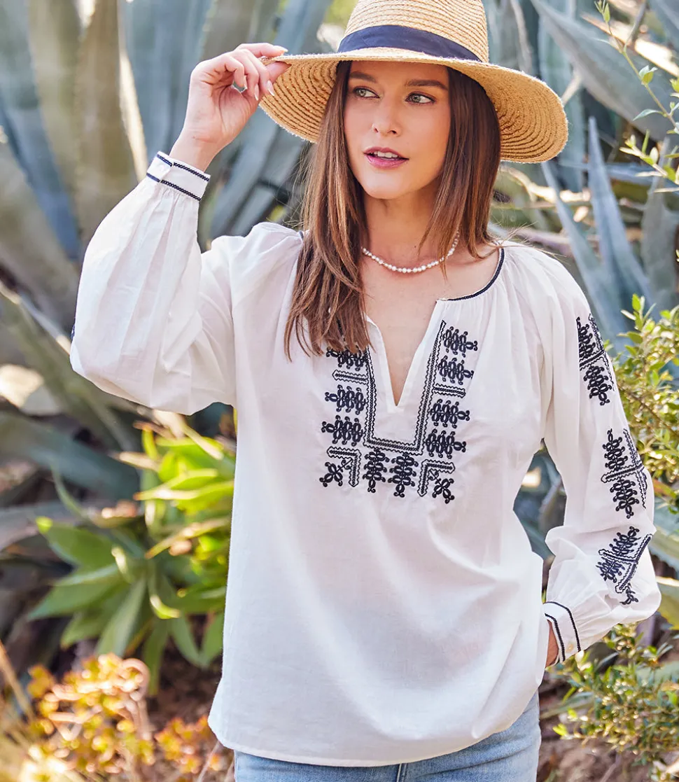 Embroidered Peasant Top