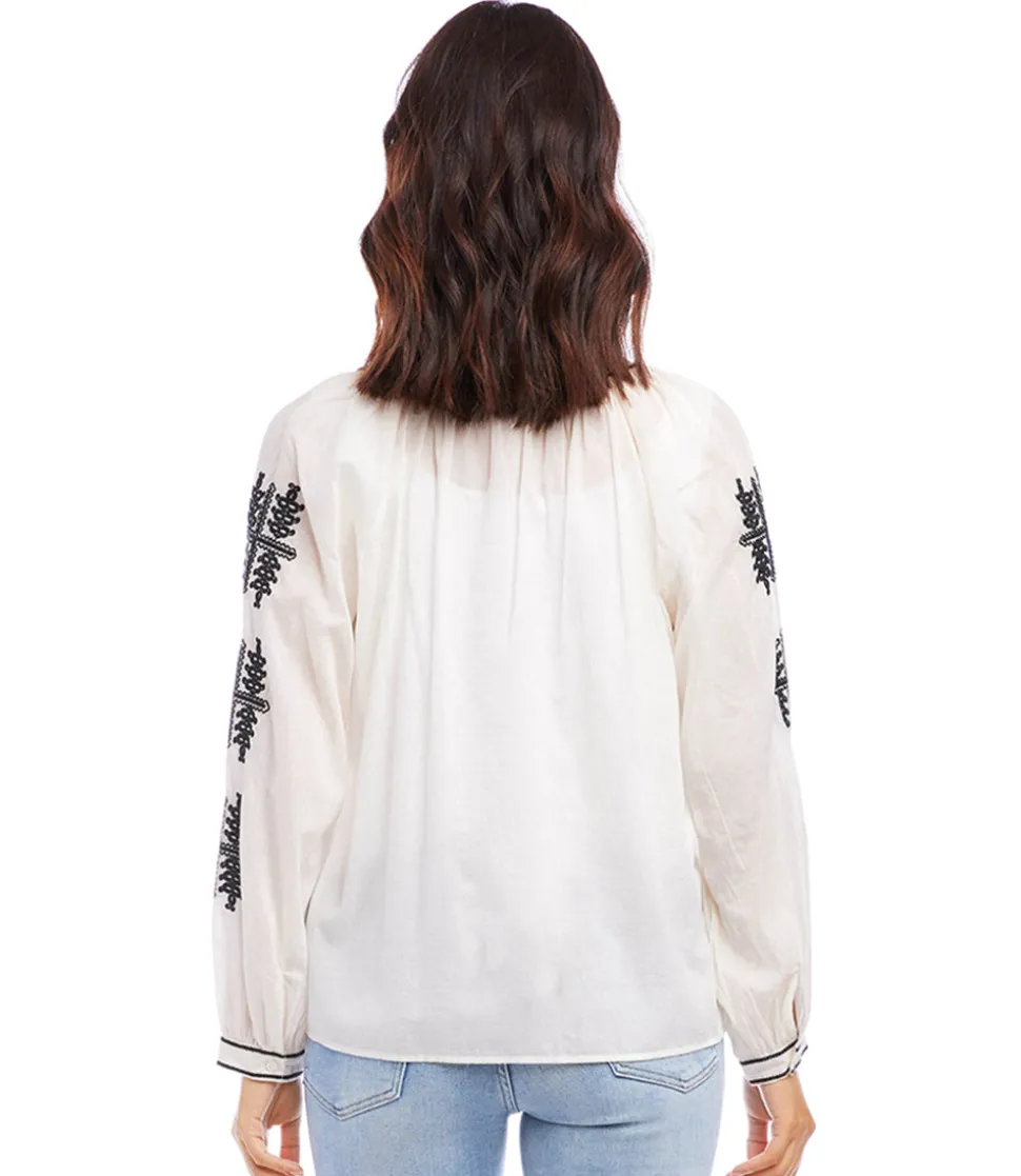 Embroidered Peasant Top