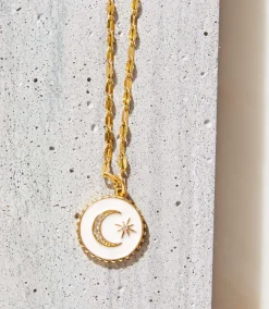 Enamel Moon and Star Necklace