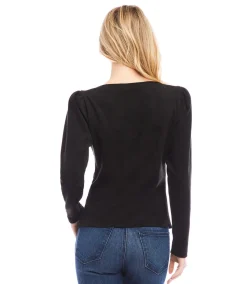 Faux Suede Shirred Top