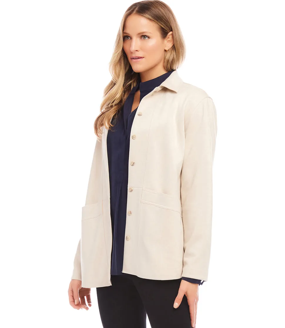 Faux Suede Shirt Jacket