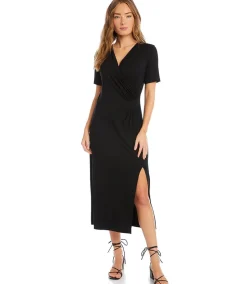 Faux Wrap Midi Dress
