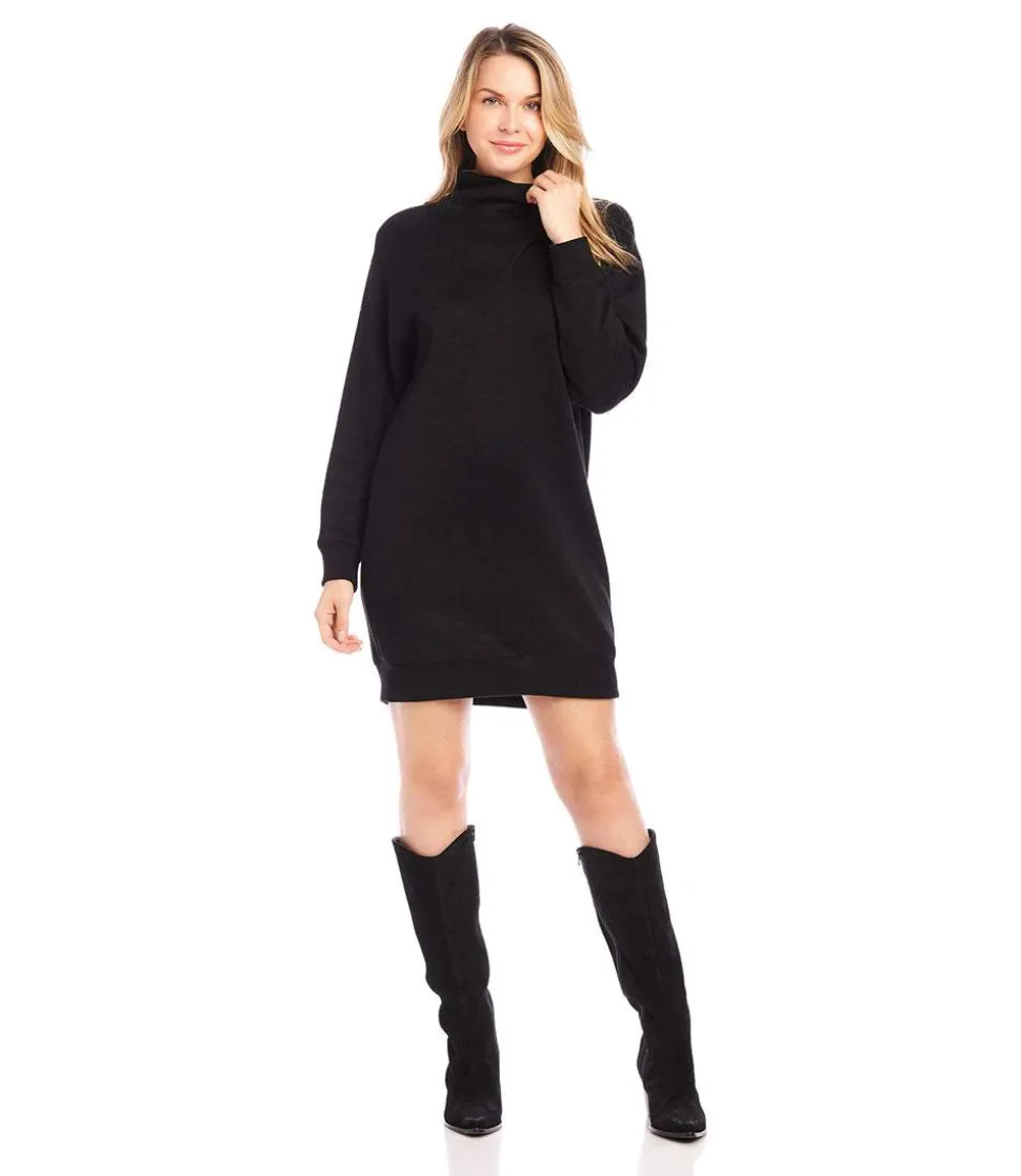 Faux Wrap Turtleneck Dress