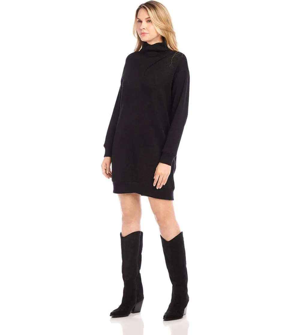 Faux Wrap Turtleneck Dress