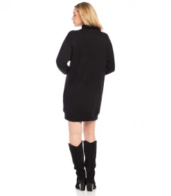Faux Wrap Turtleneck Dress