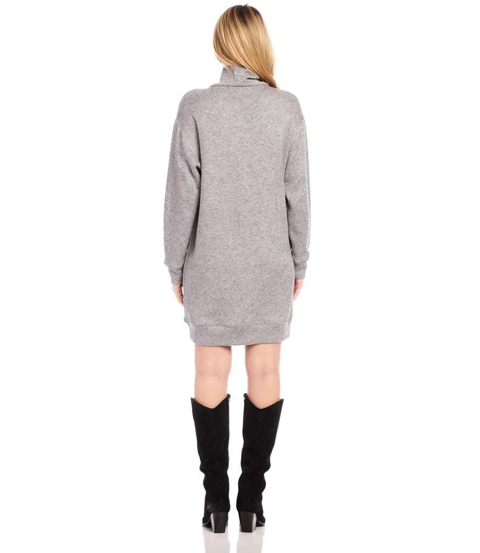 Faux Wrap Turtleneck Dress