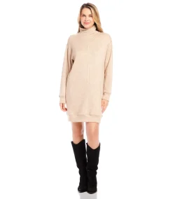 Faux Wrap Turtleneck Dress