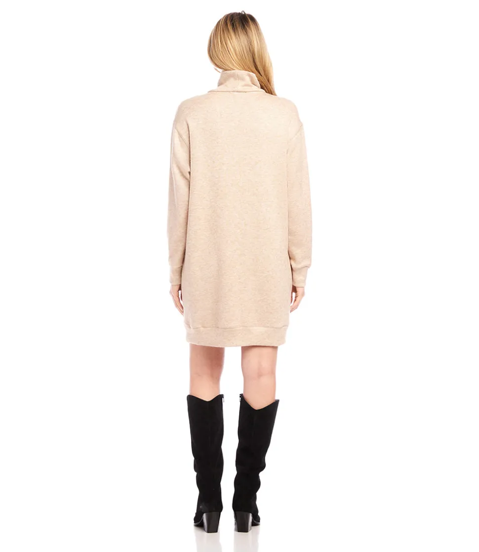 Faux Wrap Turtleneck Dress