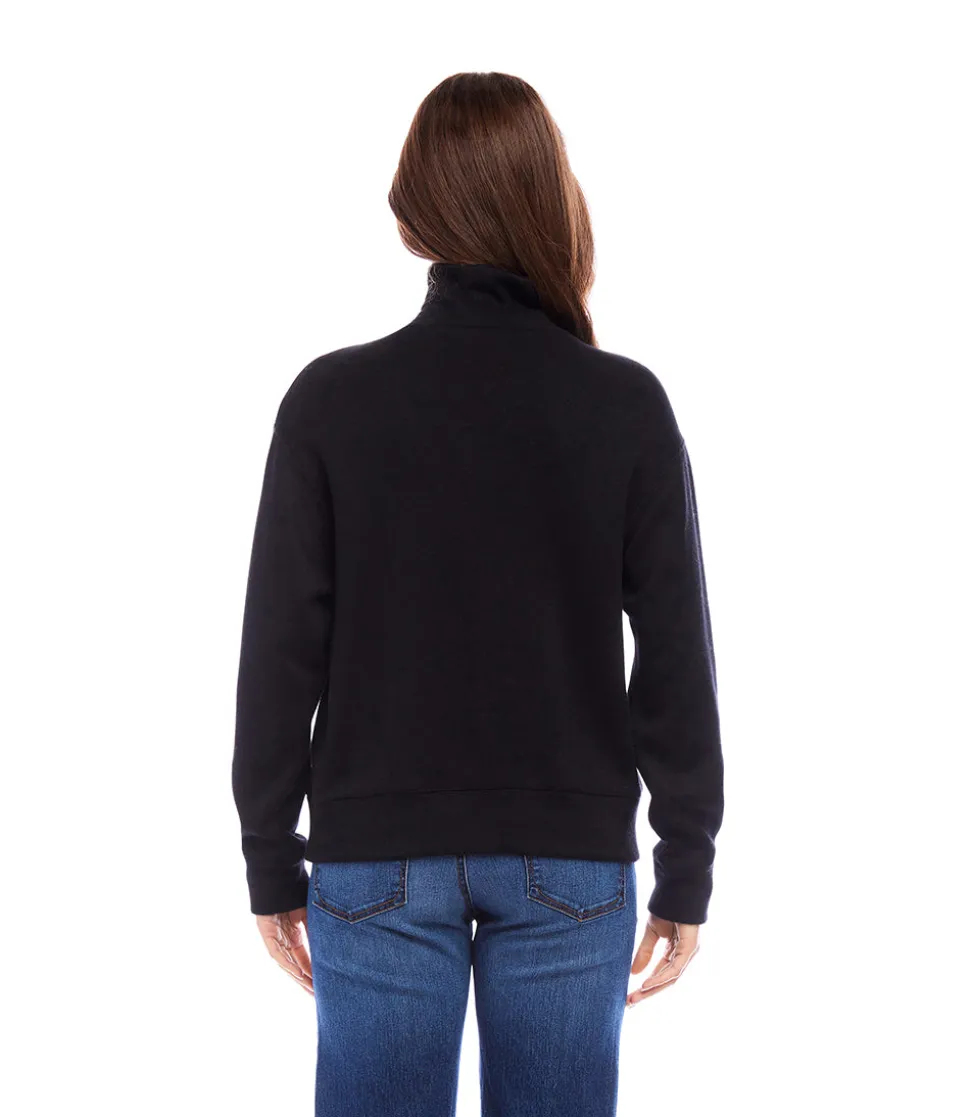 Faux Wrap Turtleneck Top
